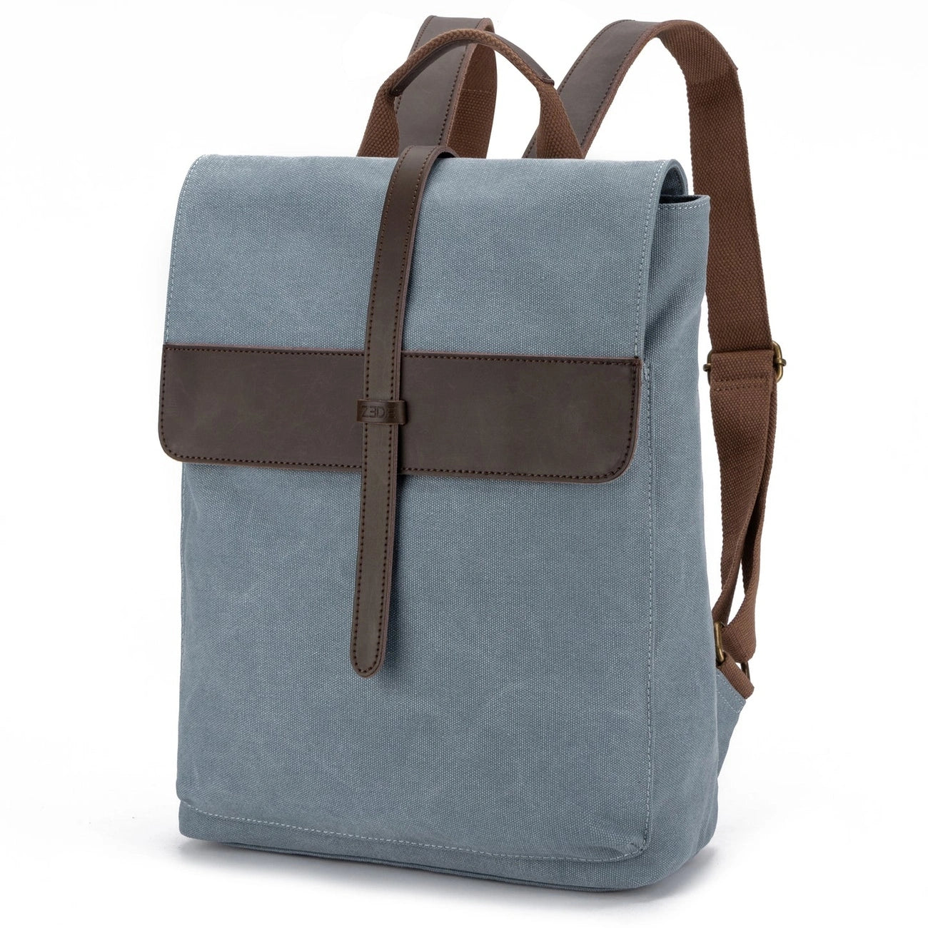 Sac à dos en toile et cuir BOTZARIS Bleu gris