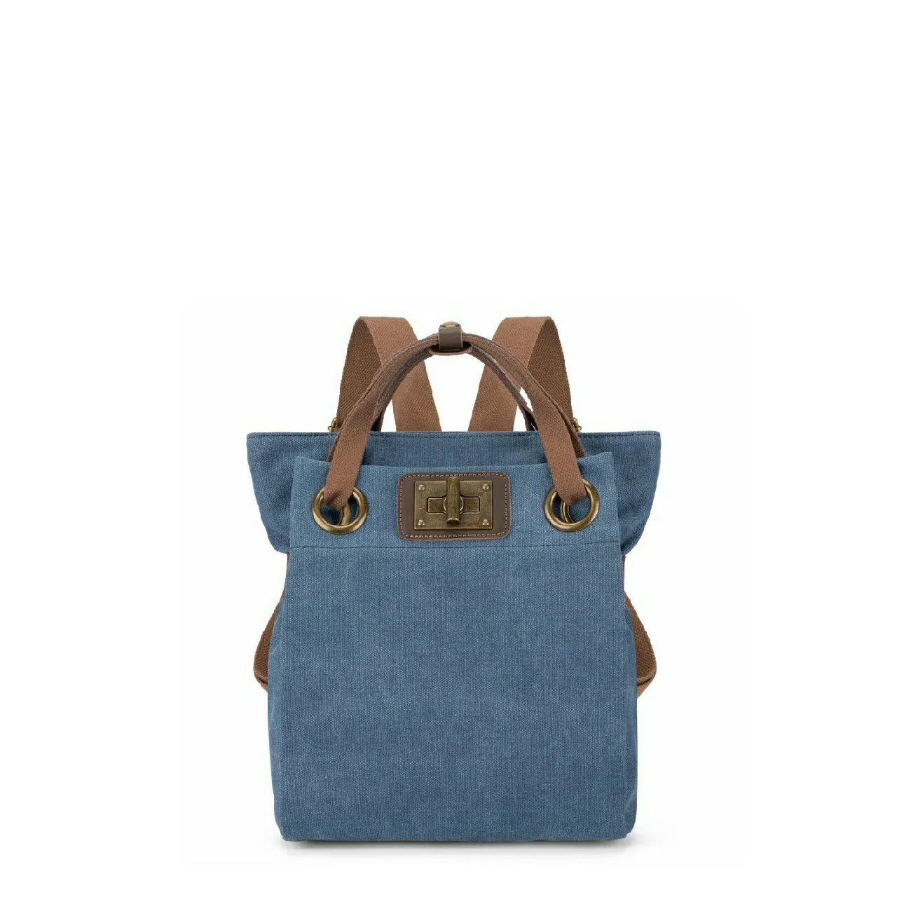Sac à dos en toile et cuir TRINITE S Bleu denim