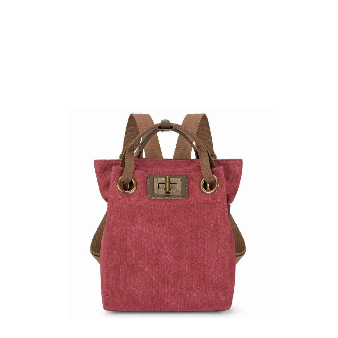 Sac à dos en toile et cuir TRINITE S Rouge bordeaux
