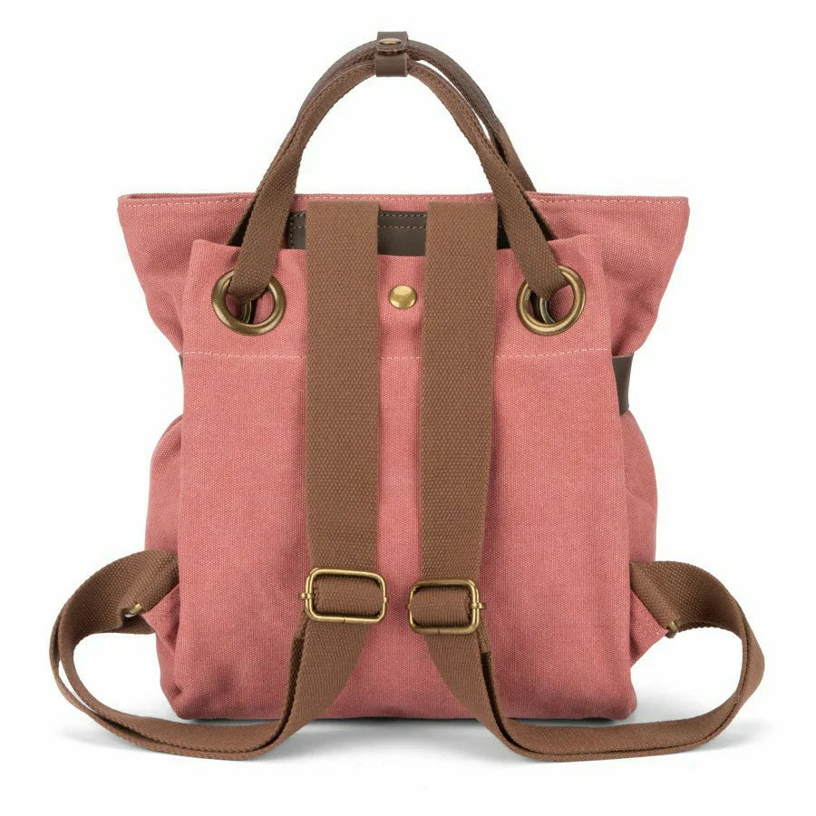 Sac à dos en toile et cuir TRINITE S Rouge brique