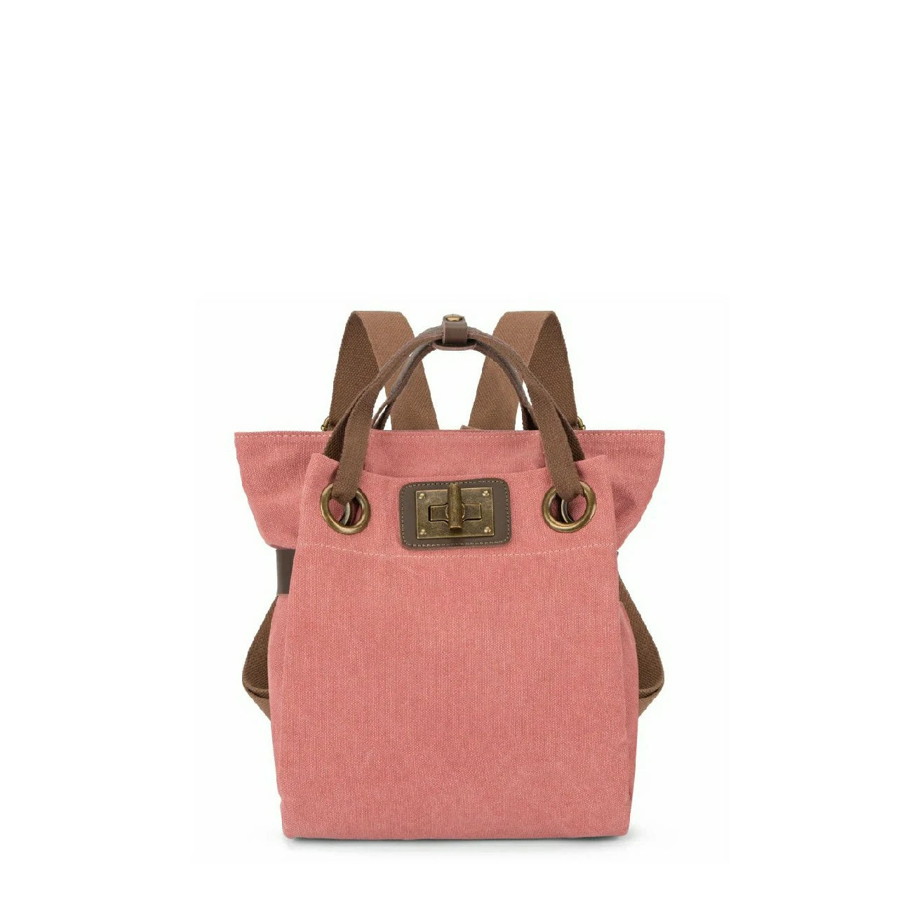 Sac à dos en toile et cuir TRINITE S Rouge brique