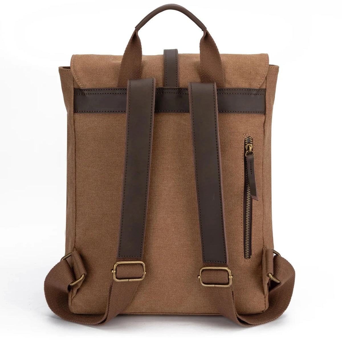 Rucksack aus Canvas und Leder BOTZARIS Dunkles Camelbraun