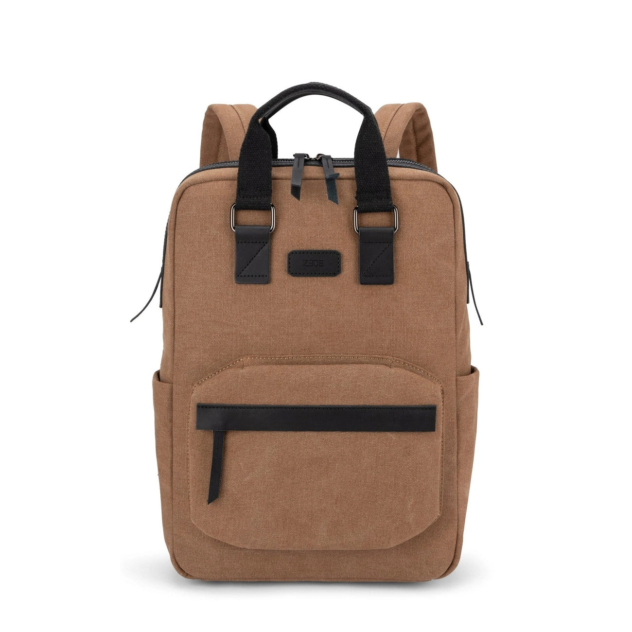 Sac à dos en toile et cuir DUGOMMIER Marron camel foncé