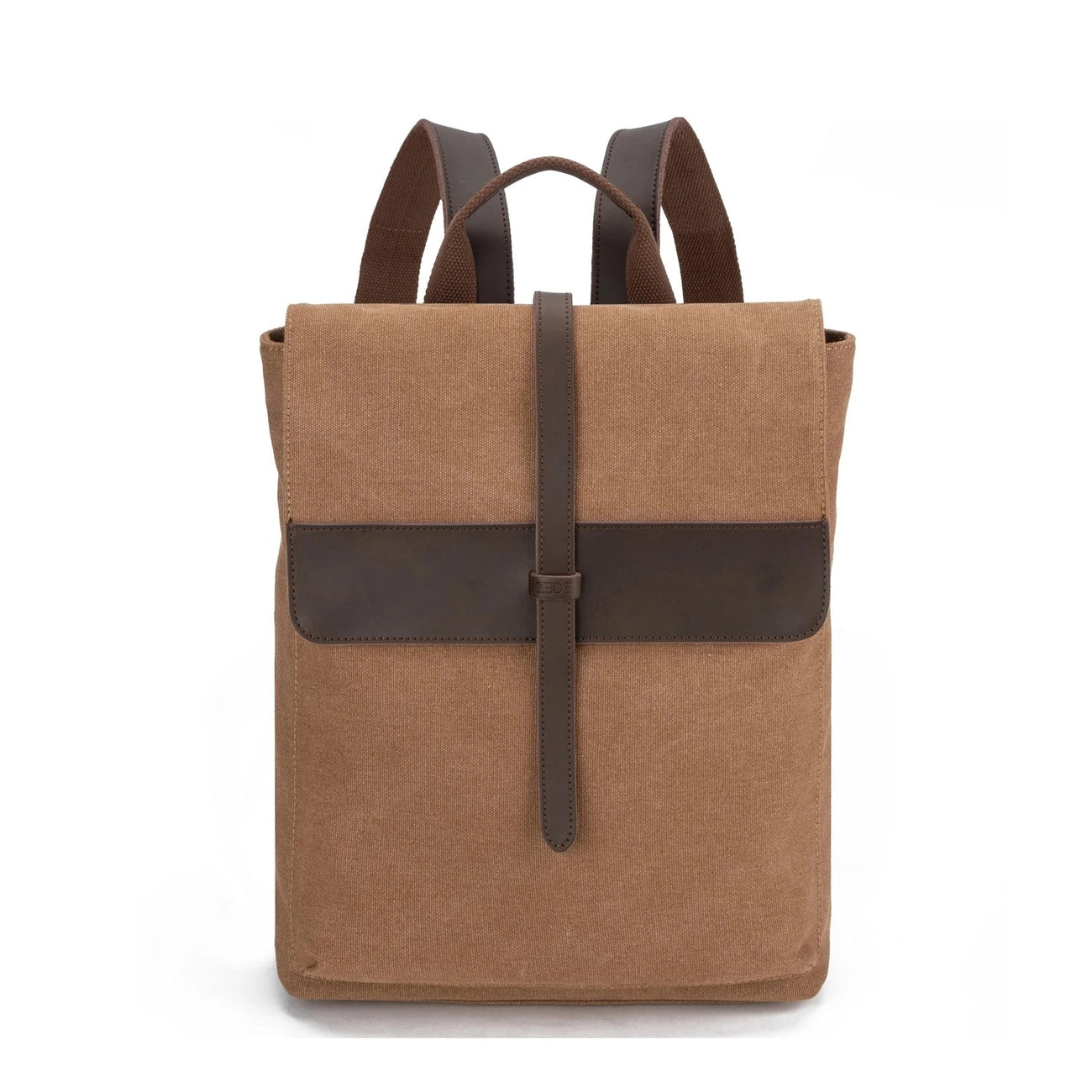Sac à dos en toile et cuir BOTZARIS Marron camel foncé