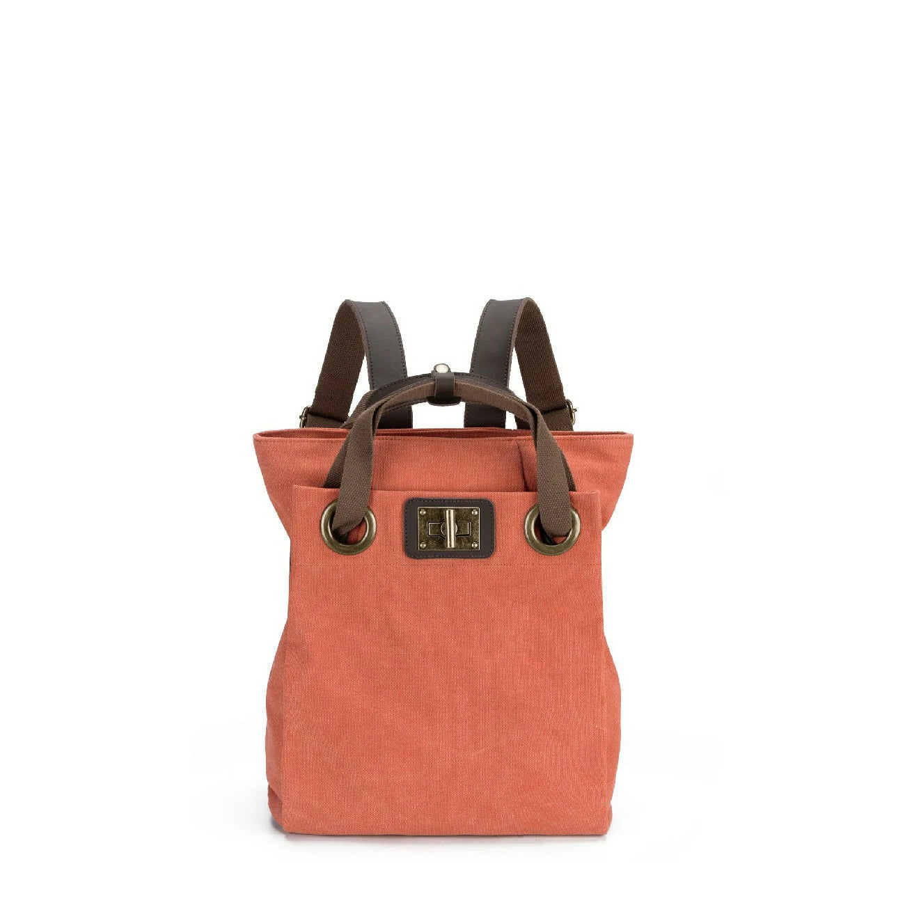 Sac à dos en toile et cuir TRINITE S Rose corail