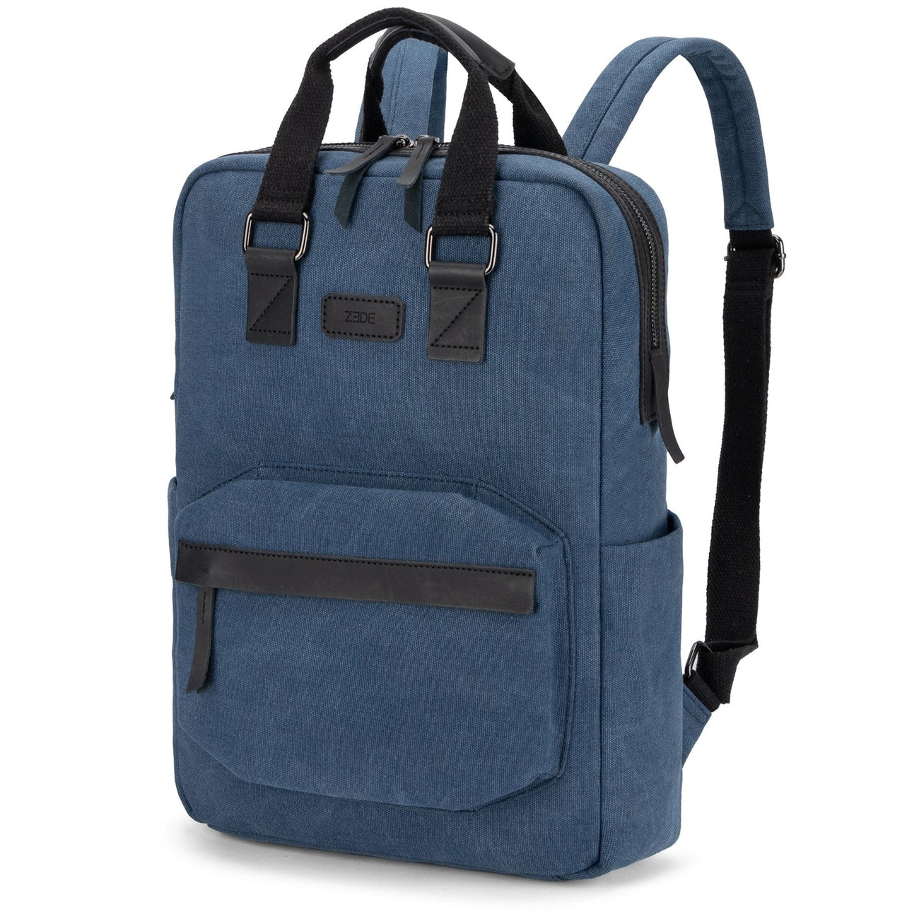 Sac à dos en toile et cuir DUGOMMIER Bleu denim