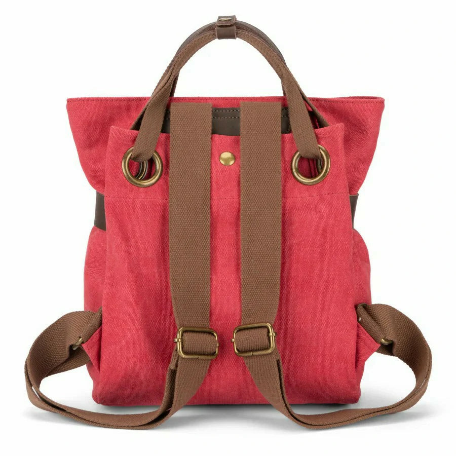 Sac à dos en toile et cuir TRINITE S Rose framboise