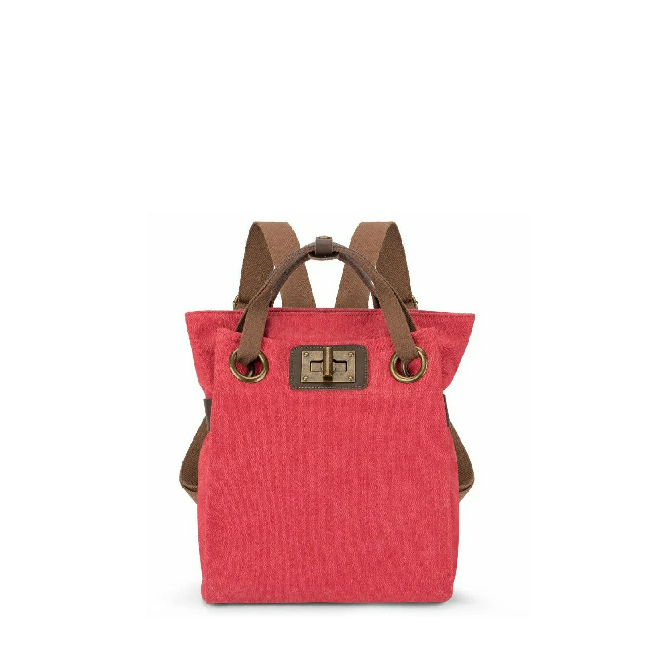 Sac à dos en toile et cuir TRINITE S Rose framboise