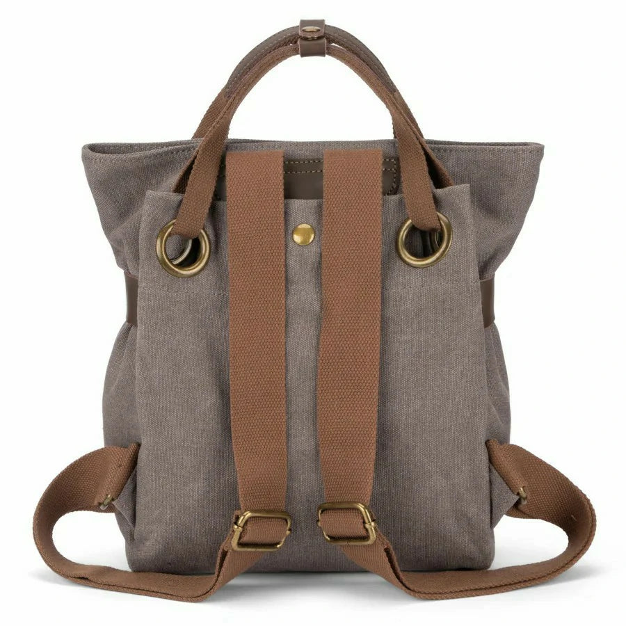 Sac à dos en toile et cuir TRINITE S Gris taupé