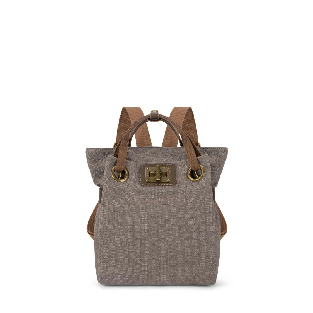 Sac à dos en toile et cuir TRINITE S Gris taupé