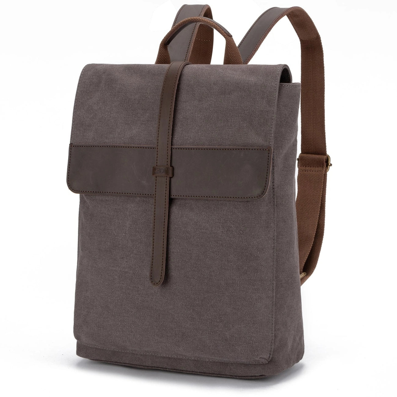 Sac à dos en toile et cuir BOTZARIS Gris taupé