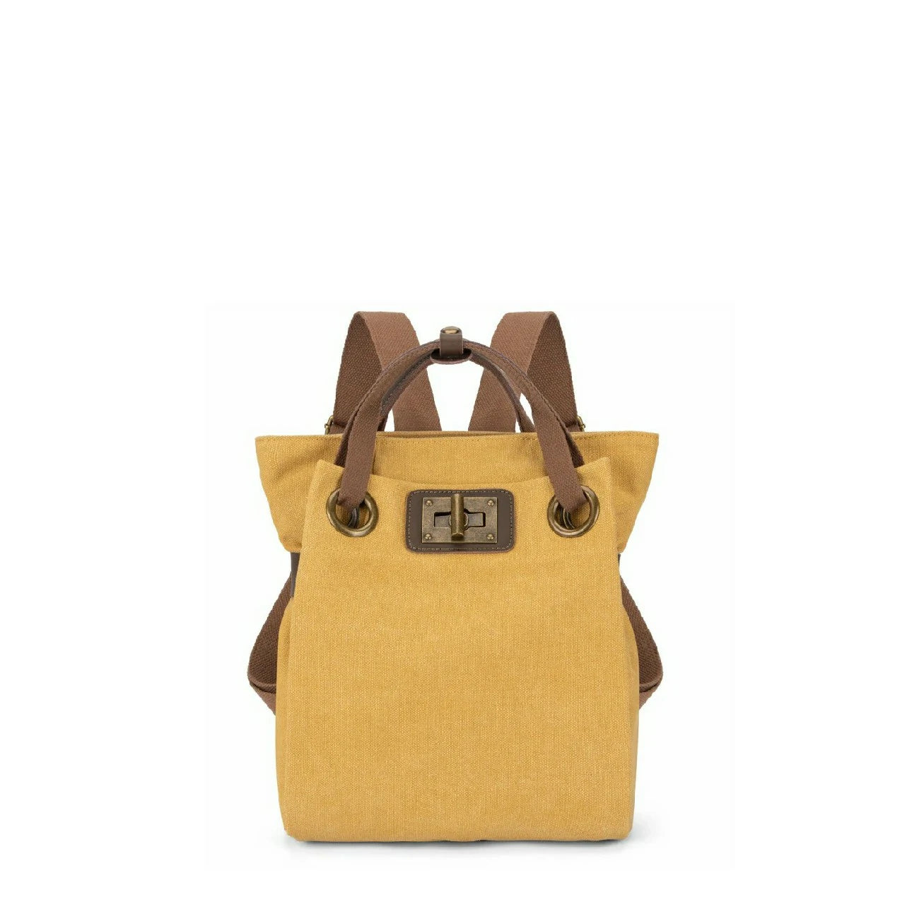 Sac à dos en toile et cuir TRINITE S Jaune