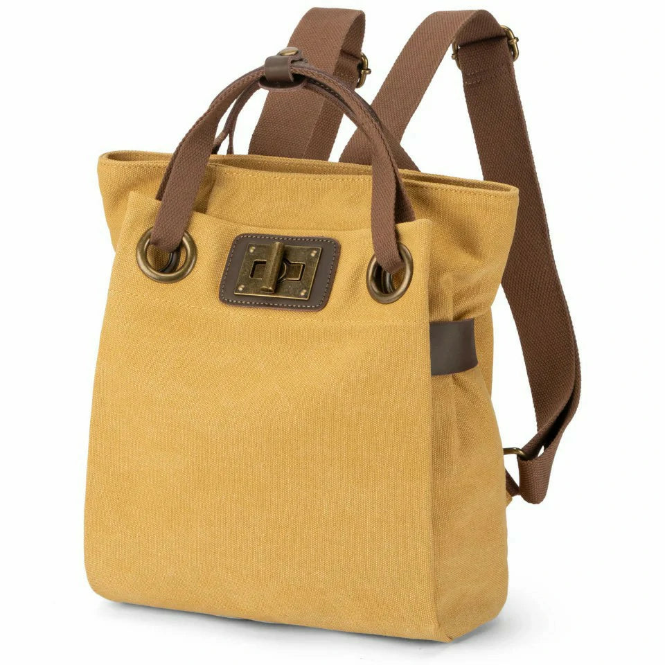 Sac à dos en toile et cuir TRINITE S Jaune
