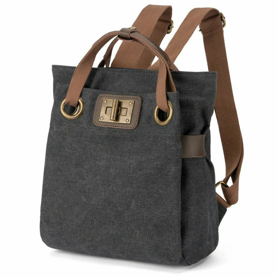 Sac à dos en toile et cuir TRINITE S Noir