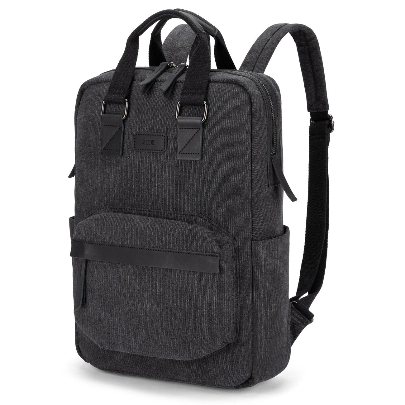 Sac à dos en toile et cuir DUGOMMIER Noir