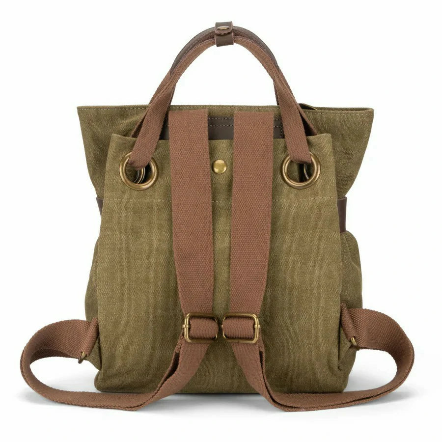 Sac à dos en toile et cuir TRINITE S Vert olive