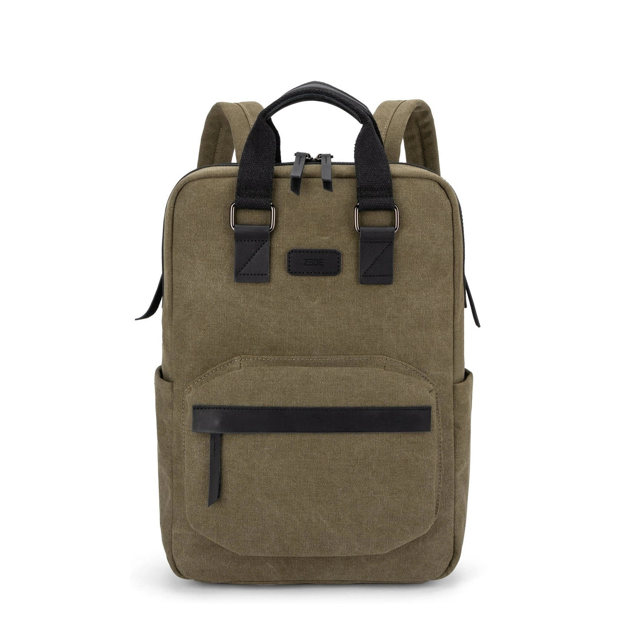 Sac à dos en toile et cuir DUGOMMIER Vert olive
