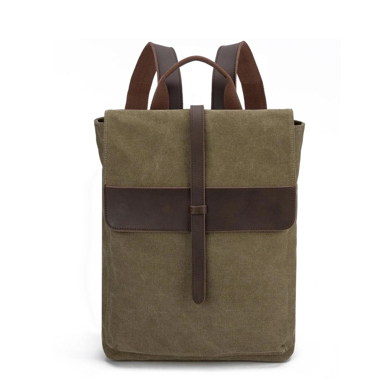Sac à dos en toile et cuir BOTZARIS Vert olive