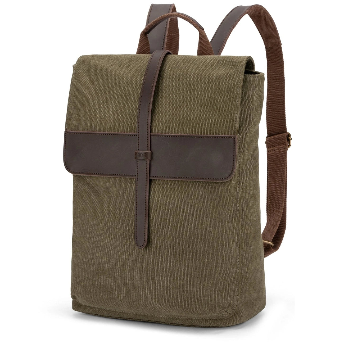 Sac à dos en toile et cuir BOTZARIS Vert olive