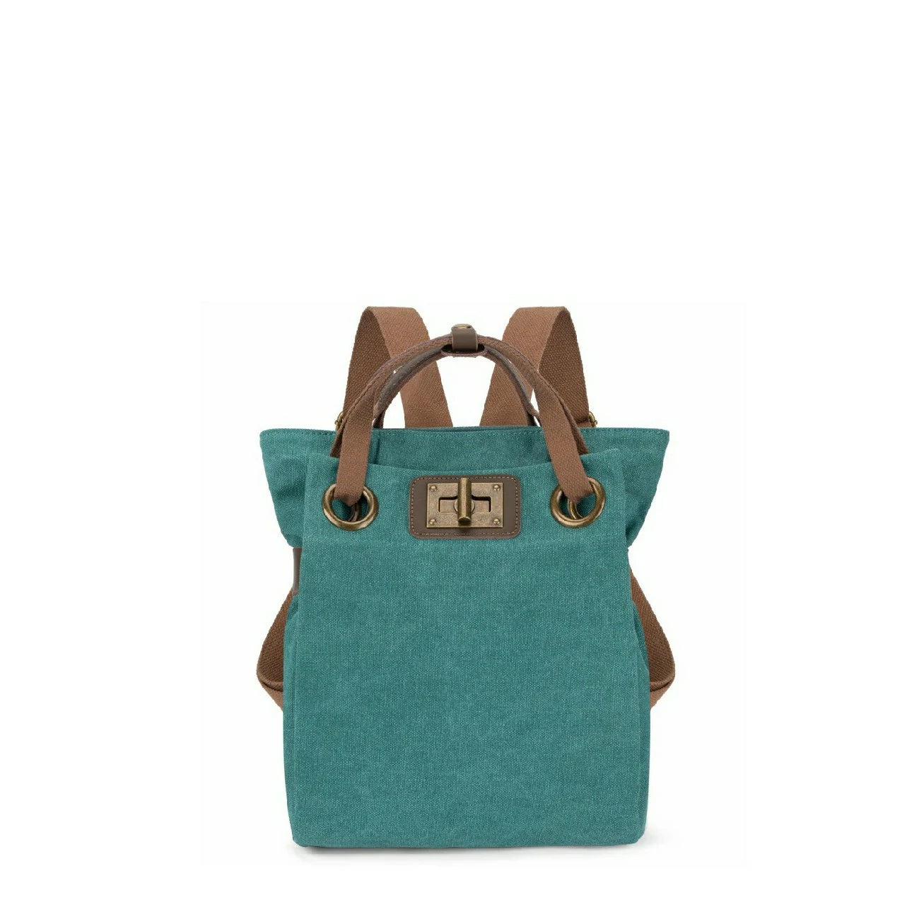 Sac à dos en toile et cuir TRINITE S Vert canard