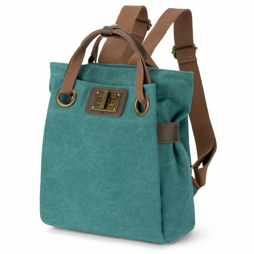 Sac à dos en toile et cuir TRINITE S Vert canard
