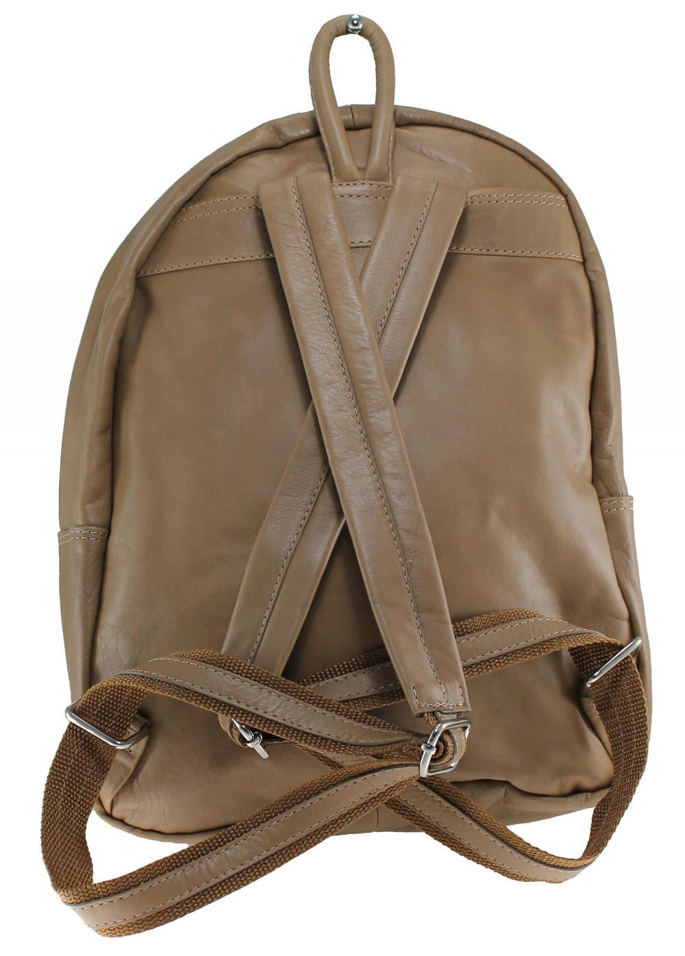 Sac à dos unisexe en cuir italien lisse BRINDISI Taupe