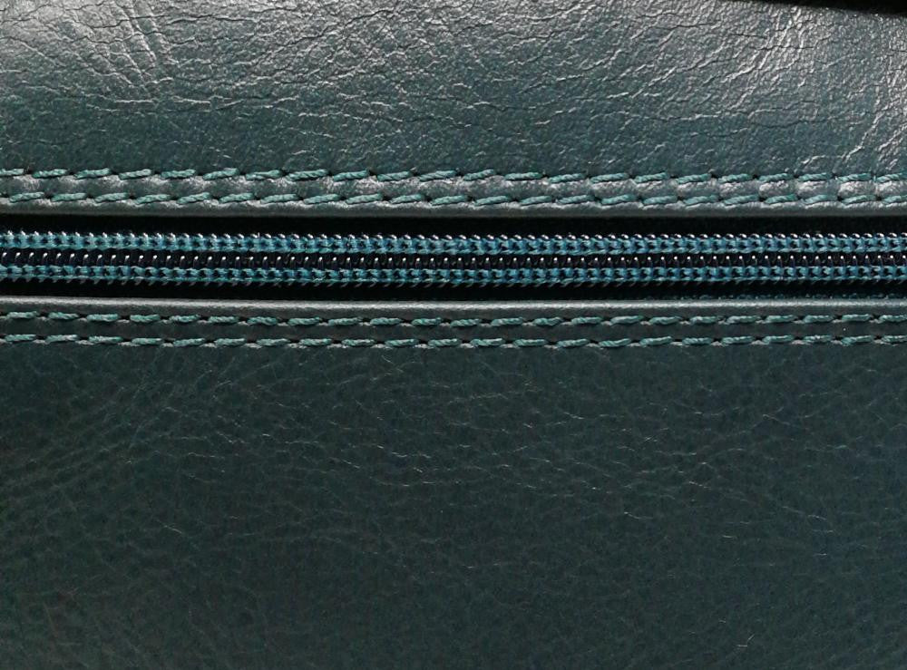 Sac à dos unisexe en cuir italien lisse BRINDISI Bleu vert canard