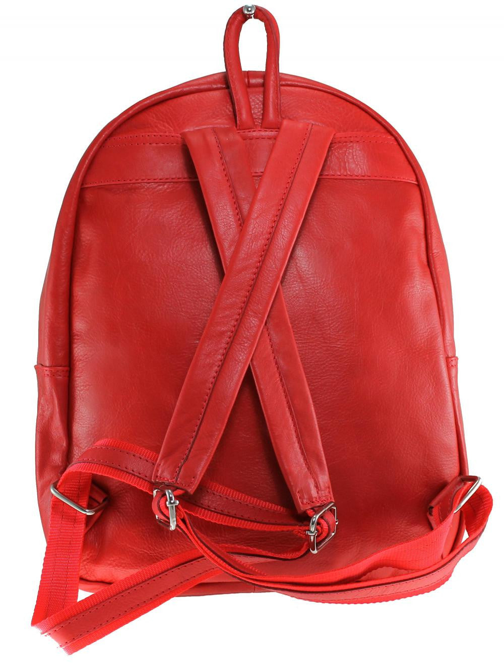 Sac à dos unisexe en cuir italien lisse BRINDISI Rouge garance