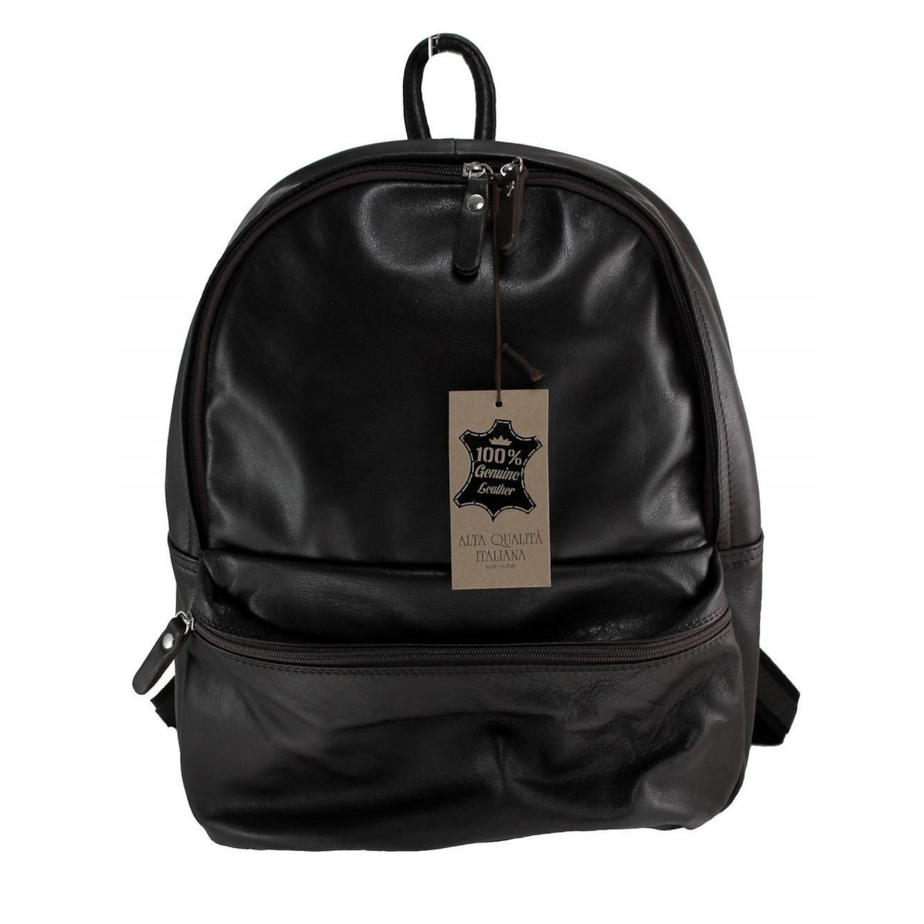 Unisex backpack in smooth Italian leather BRINDISI Noir