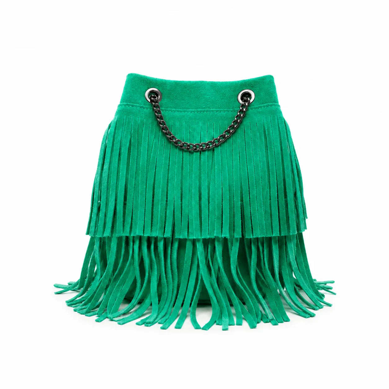 Sac à main à franges en daim TADI Vert menthe