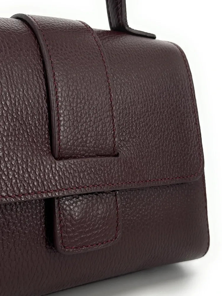 Sac bandoulière en cuir grainé SMART Rouge bordeaux