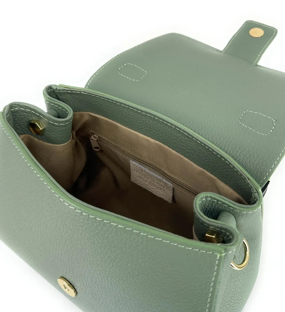 Sac bandoulière en cuir grainé SMART Vert pastel