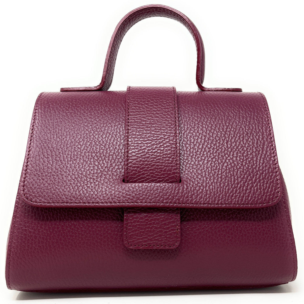 Sac bandoulière en cuir grainé SMART Prune