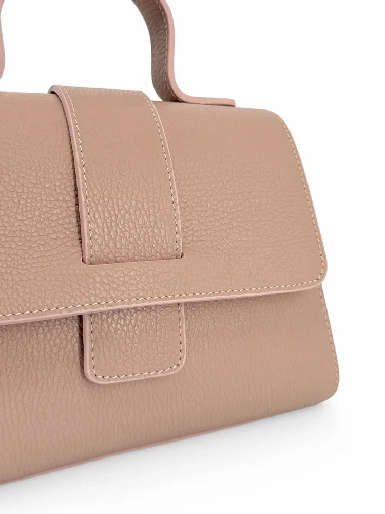 Sac bandoulière en cuir grainé SMART Rose nude