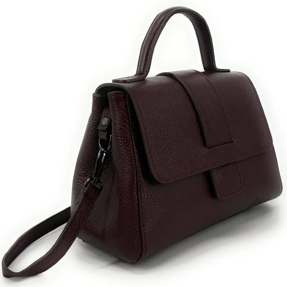 Sac bandoulière en cuir grainé SMART Rouge bordeaux