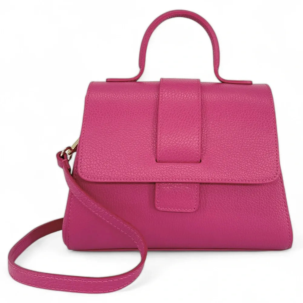 Sac bandoulière en cuir grainé SMART Rose fuchsia