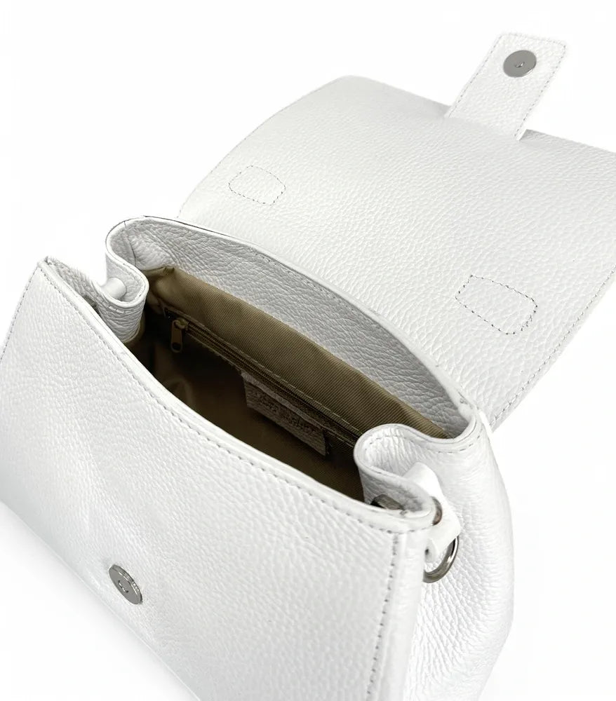 Sac bandoulière en cuir grainé SMART Blanc