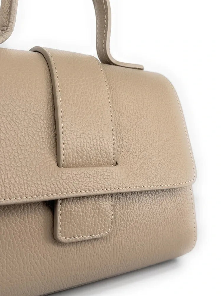Sac bandoulière en cuir grainé SMART Taupe