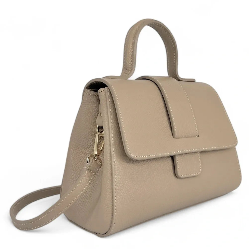 Sac bandoulière en cuir grainé SMART Taupe