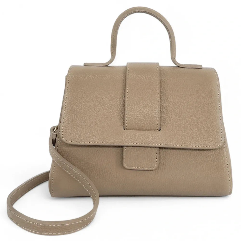 Sac bandoulière en cuir grainé SMART Taupe