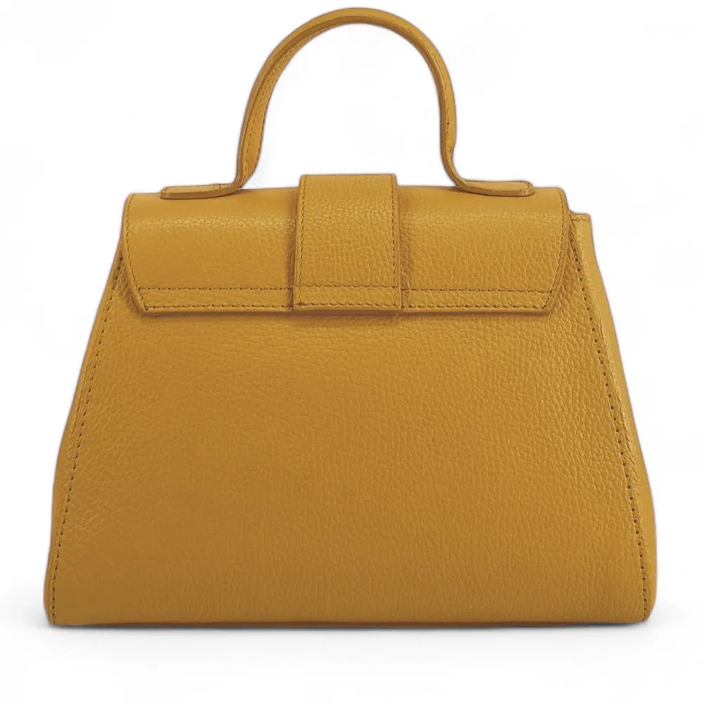 Sac bandoulière en cuir grainé SMART Jaune Moutarde