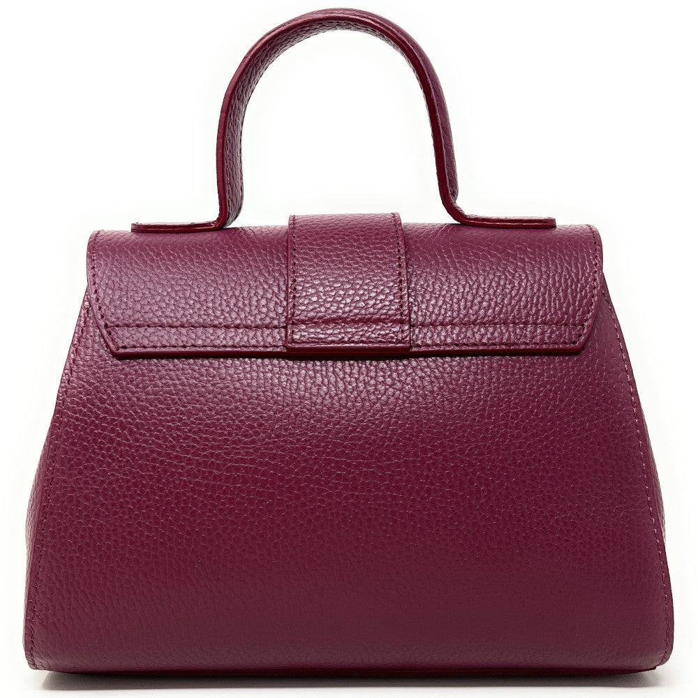 Sac bandoulière en cuir grainé SMART Prune