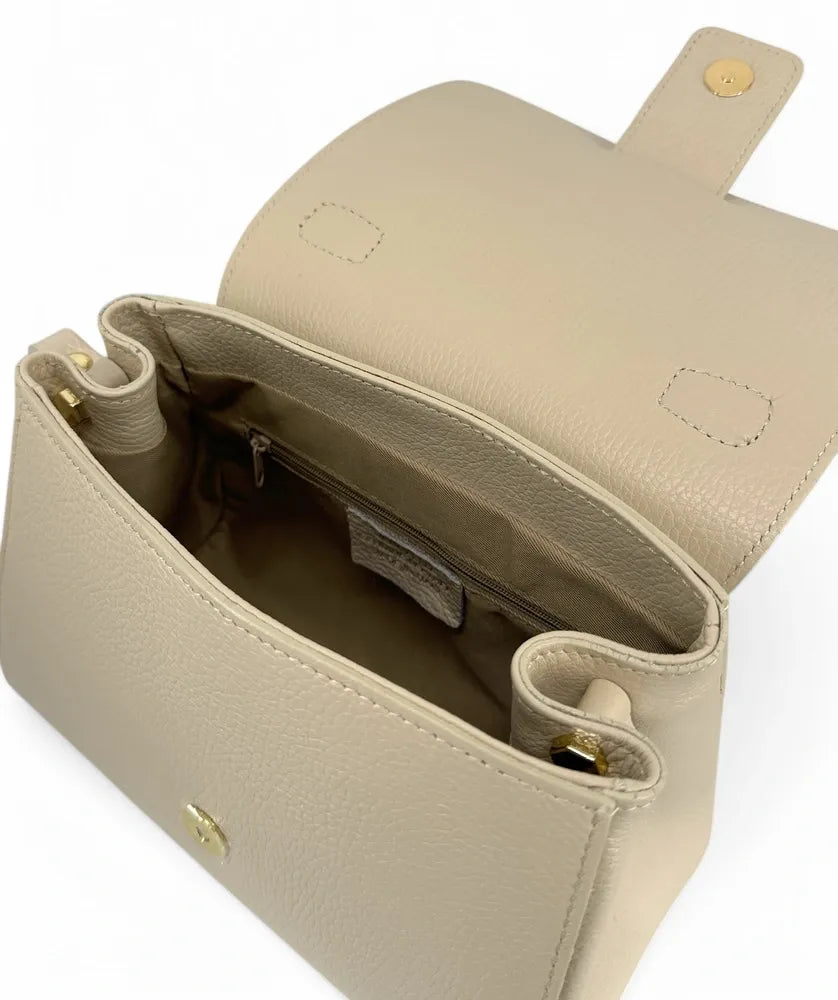 Sac bandoulière en cuir grainé SMART Taupe clair