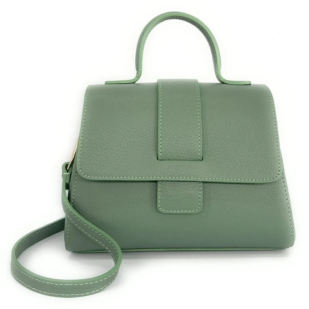 Sac bandoulière en cuir grainé SMART Vert pastel