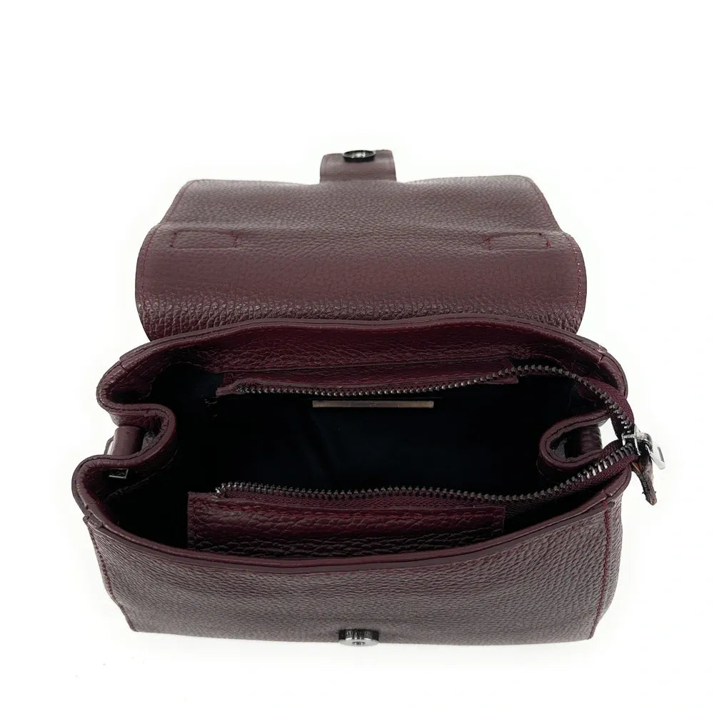 Sac bandoulière en cuir grainé SMART Rouge bordeaux