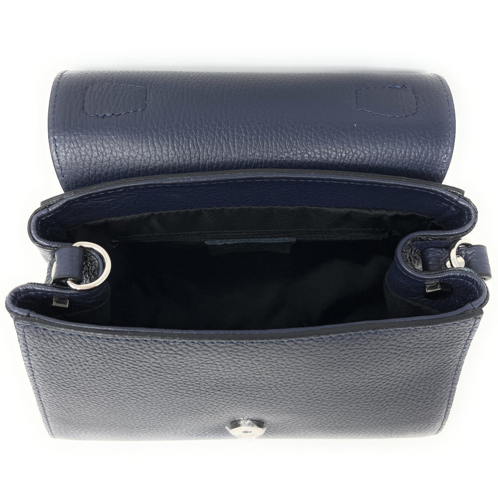 Sac bandoulière en cuir grainé SMART Bleu marine