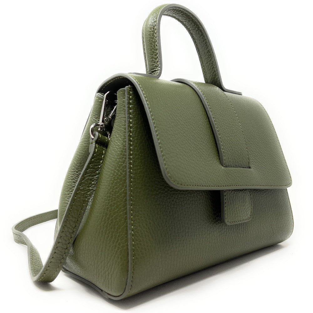 Sac bandoulière en cuir grainé SMART Vert olive