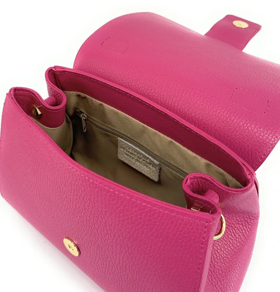 Sac bandoulière en cuir grainé SMART Rose fuchsia
