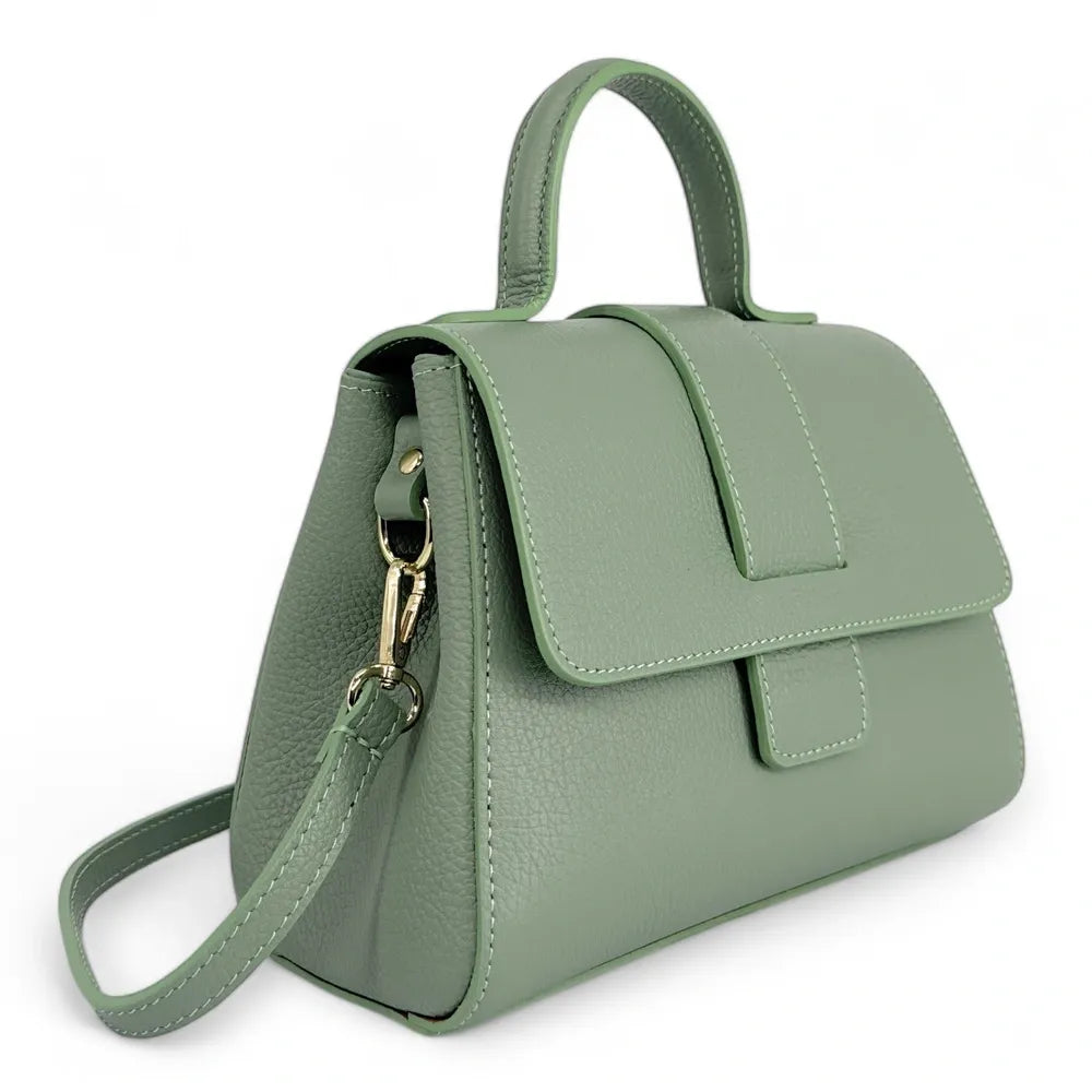 Sac bandoulière en cuir grainé SMART Vert pastel