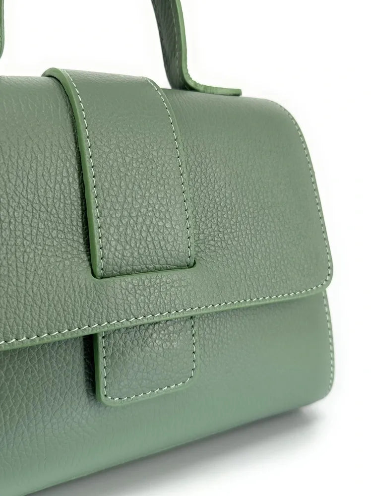 Sac bandoulière en cuir grainé SMART Vert pastel